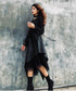 Asymmetric Layered Faux Leather Tulle Skirt